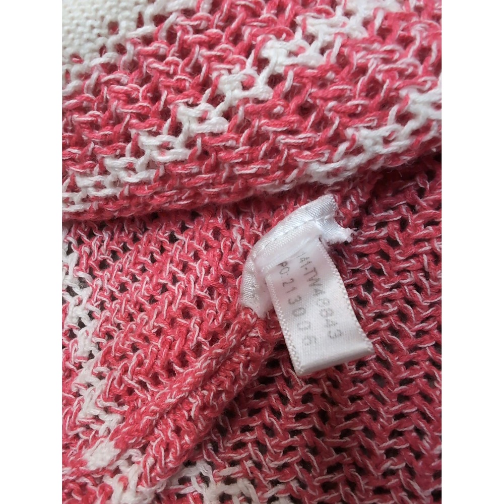Tommy Bahama Womens Coral Pink White Marled Open Knit V-Neck Hoodie Sweater S/P‎ - Picture 3 of 7